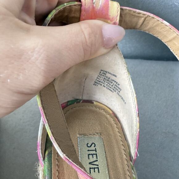Steve Madden Montauk Espadrille Platform Wedge Sandals Floral Fabric Size 8.5 - Picture 5 of 12